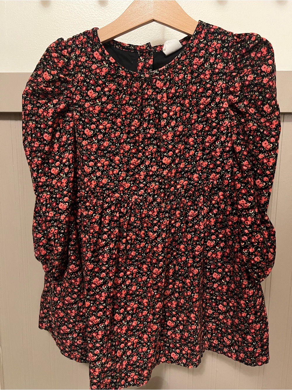 GAP Black Dress with Red Floral Print for Kids